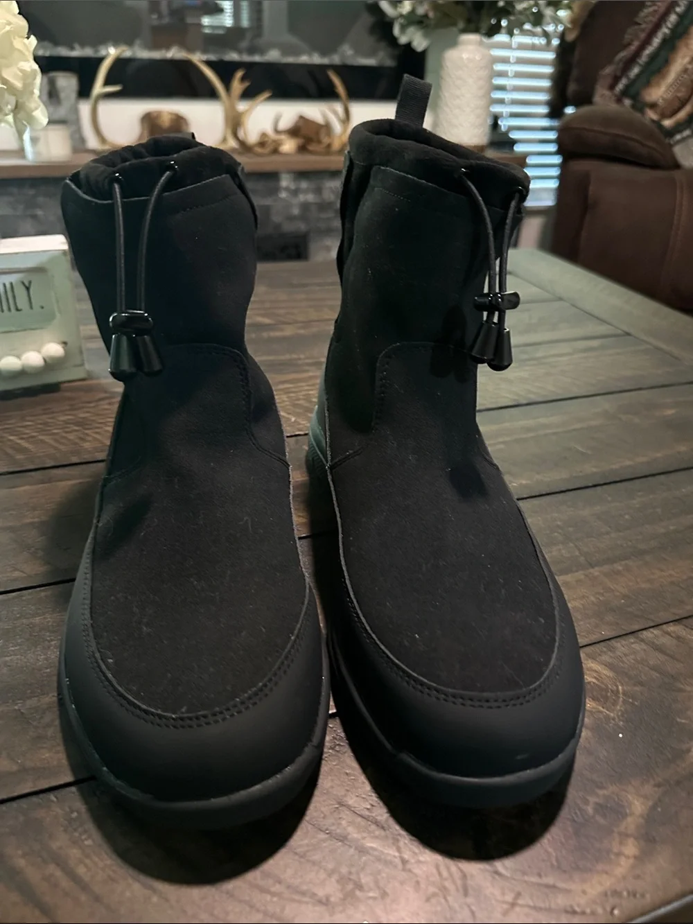 Jambu Women’s Black Slip-On Drawstring Winter Boots